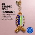 Beaded 3D fish Miyuki delica - for earrings, bracelet and necklace - VERY easy visual step-by-step PDF-file