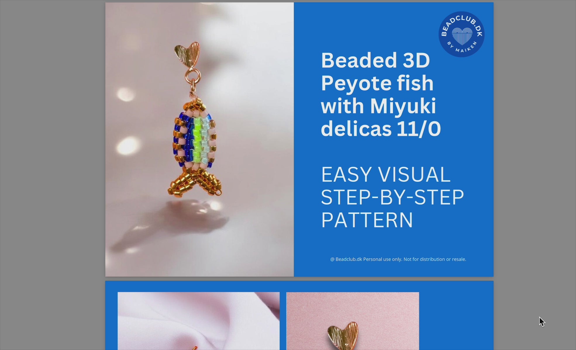 Beaded 3D fish Miyuki delica - for earrings, bracelet and necklace - VERY easy visual step-by-step PDF-file