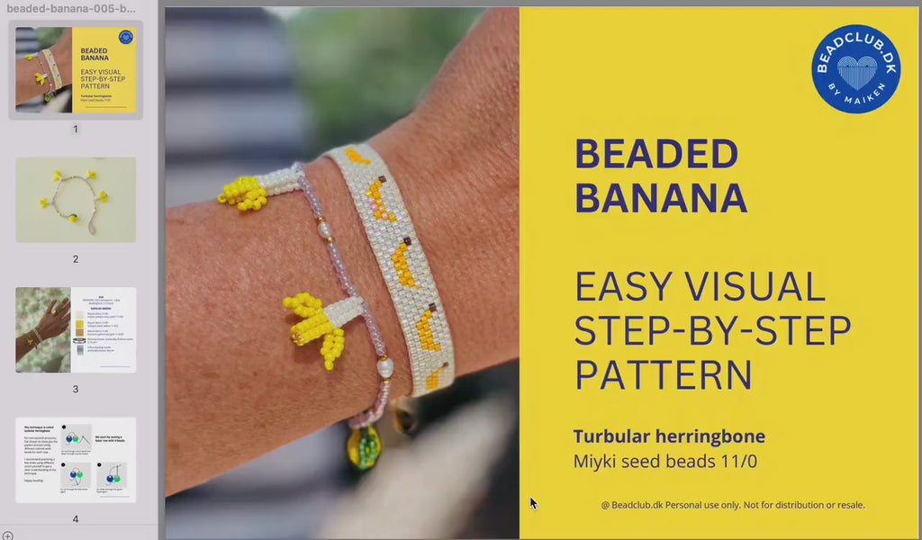 Beaded banana pattern and tutorial using Miyuki seedbeads 11/0